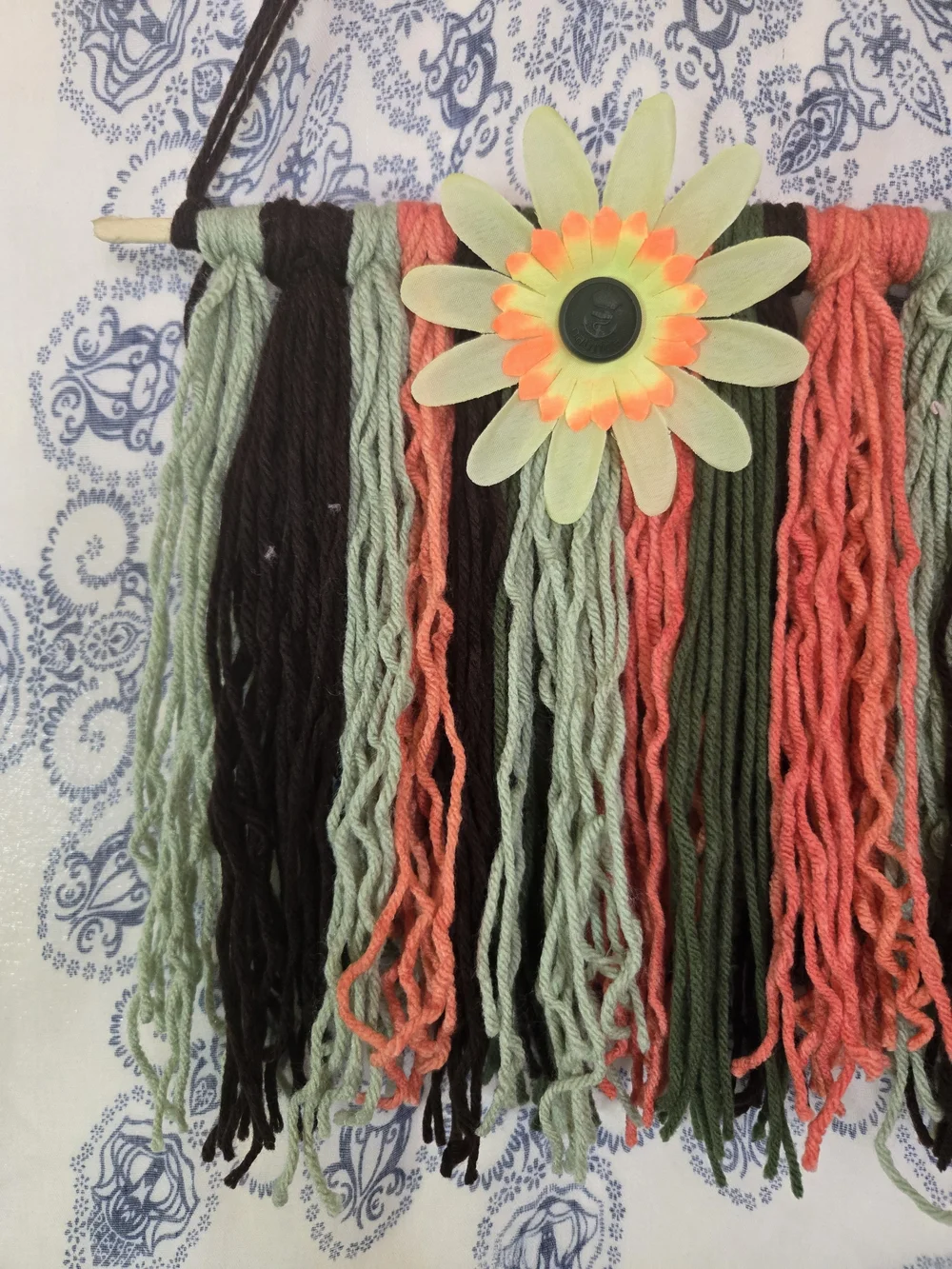 4/$15 Sunflower Grandma Home Decor Handmade Green, Orange Brown Wall Hanging